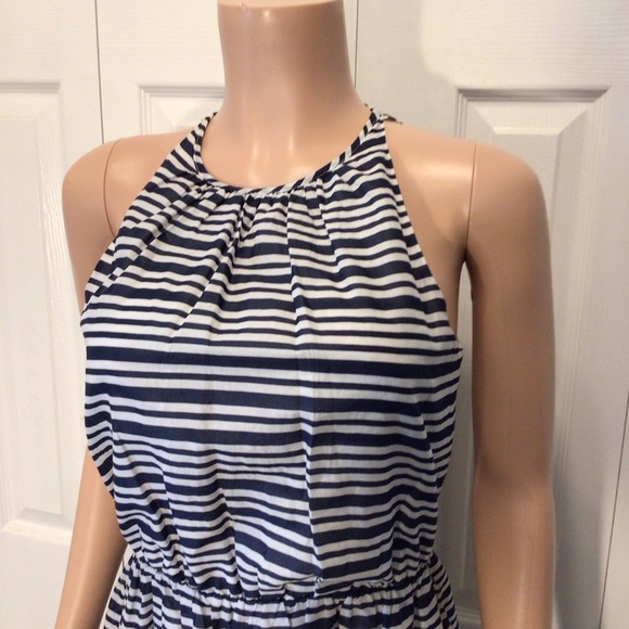 Old Navy Womens Navy & Yellow Striped Sleeveless Fit And Flare Dress Size Small - Picture 3 of 8